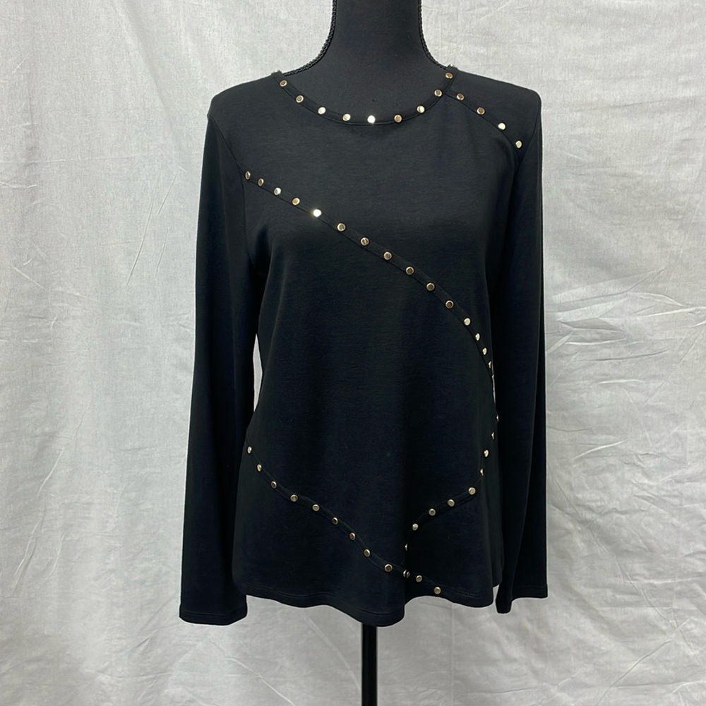 Karl Lagerfeld black tunic with gold metal embellishments, size M